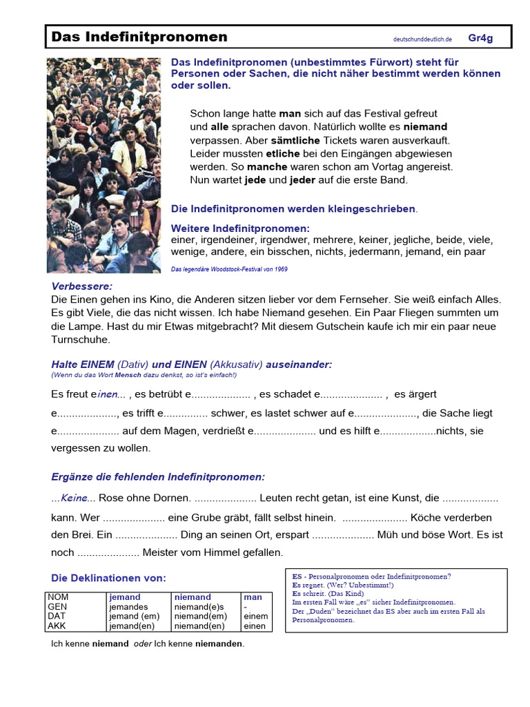 Indefinitpronomen | PDF