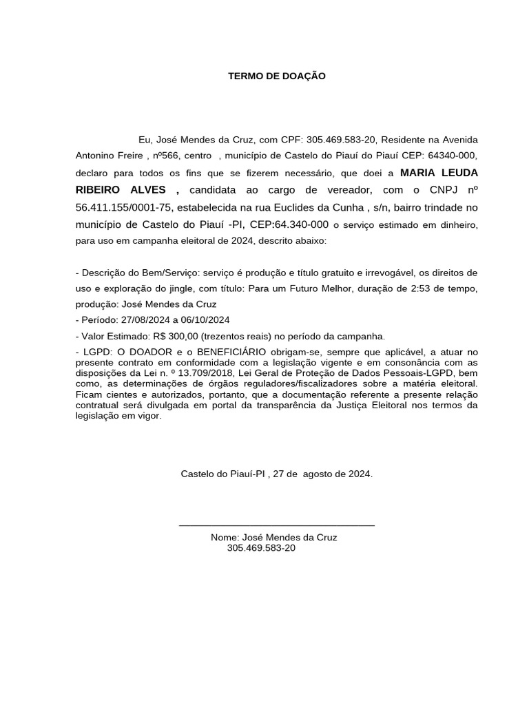 Termo de Doação | PDF