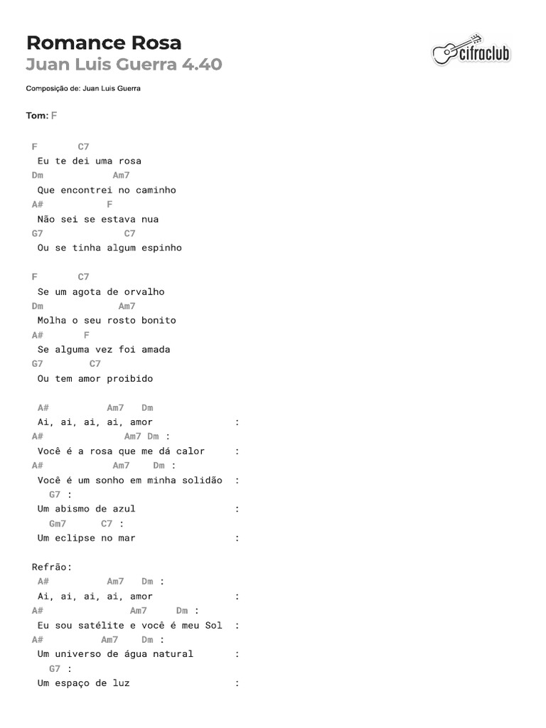 Juan Luis Guerra - Romance Rosa | PDF