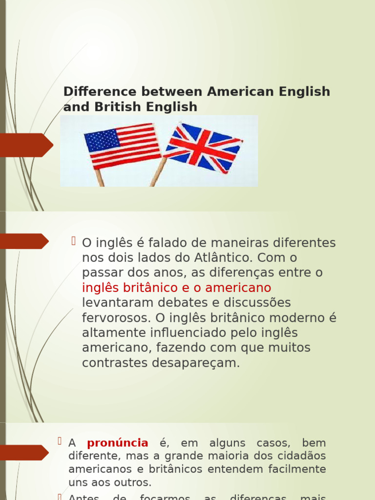 Diferença Do Ingles Britanico e Americano | PDF