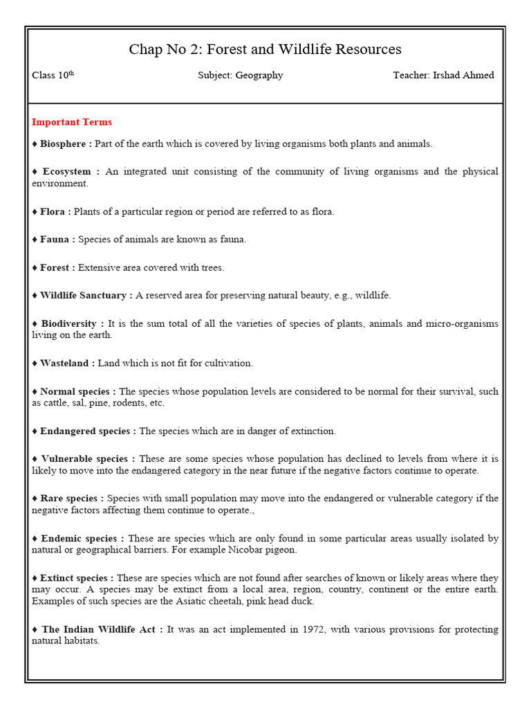 Forest and Wildlife Resources | PDF
