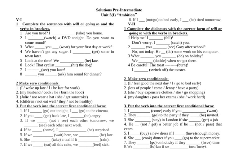 Unit 5 (I) Solutions Pre-Int 3rd | PDF