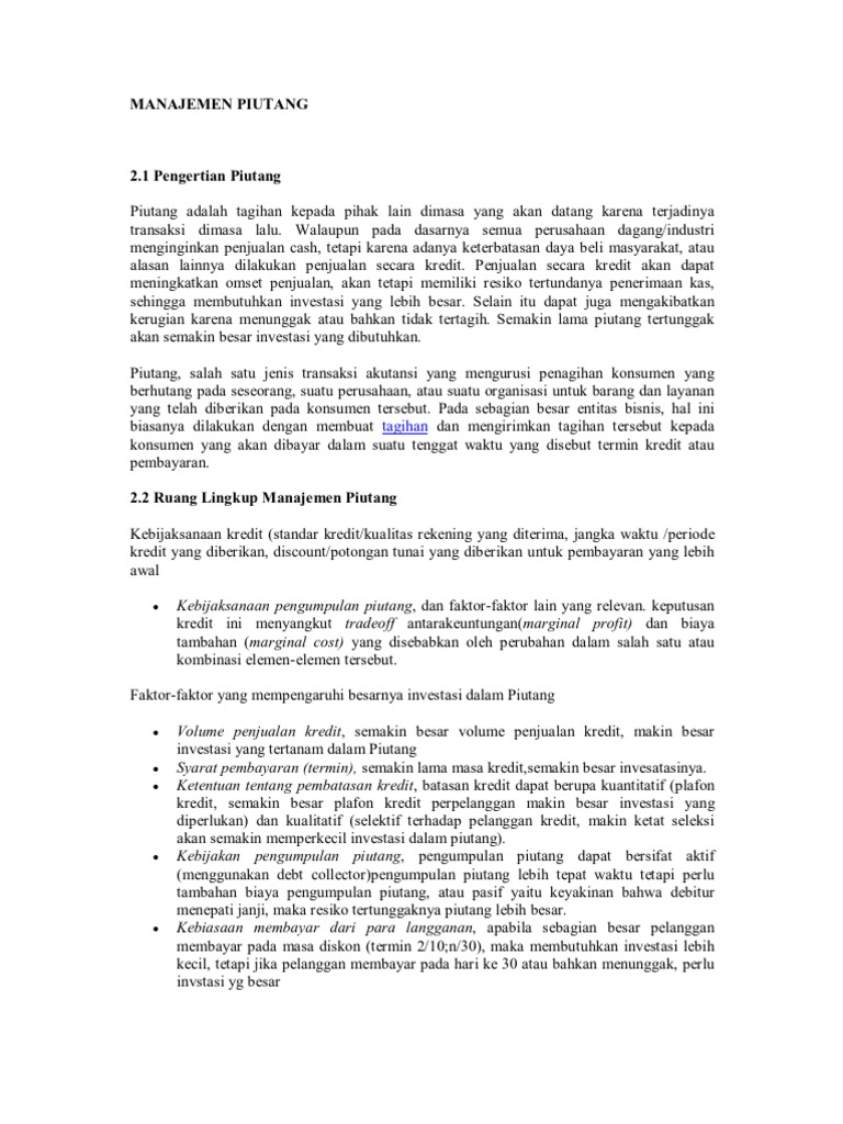 Manajemen Piutang