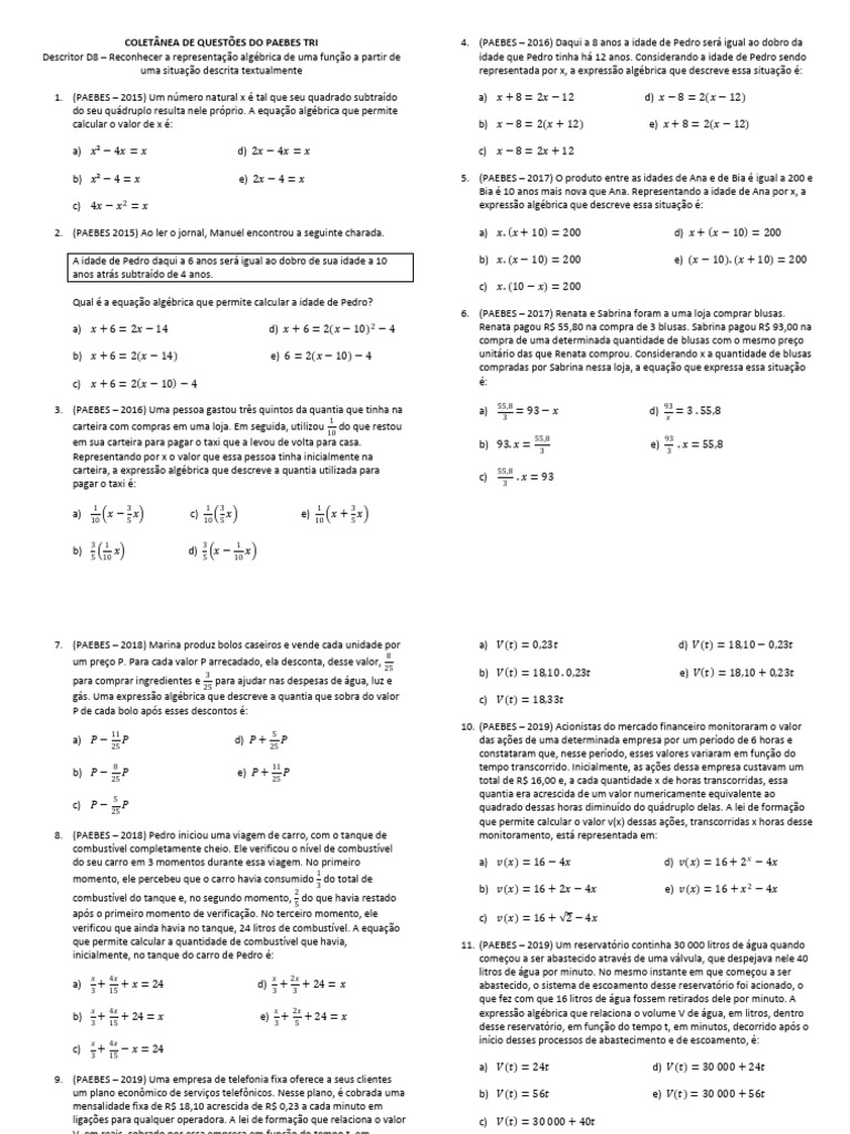 D8 Representa o Alg brica PDF