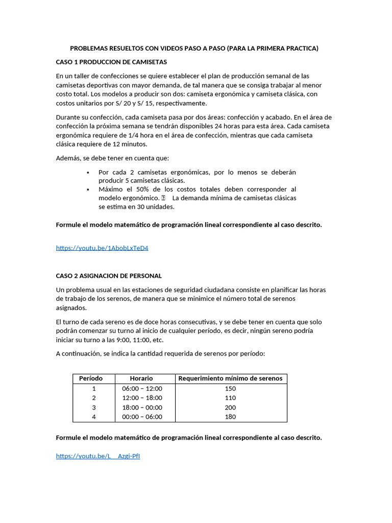 Ejercicios de PL Solucionado Con Videos - Cdauqh | PDF