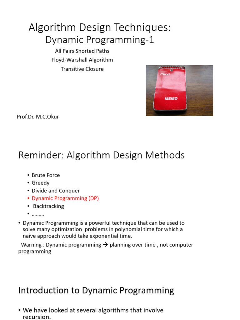 Algorithm Design Techniques: Dynamic Programming-1 | PDF