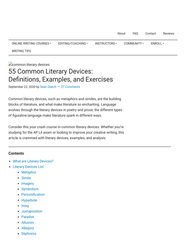55 Common Literary Devices Definitions and Examples | PDF