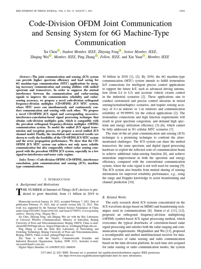 Code-Division OFDM Joint Communication and Sensing System For 6G ...