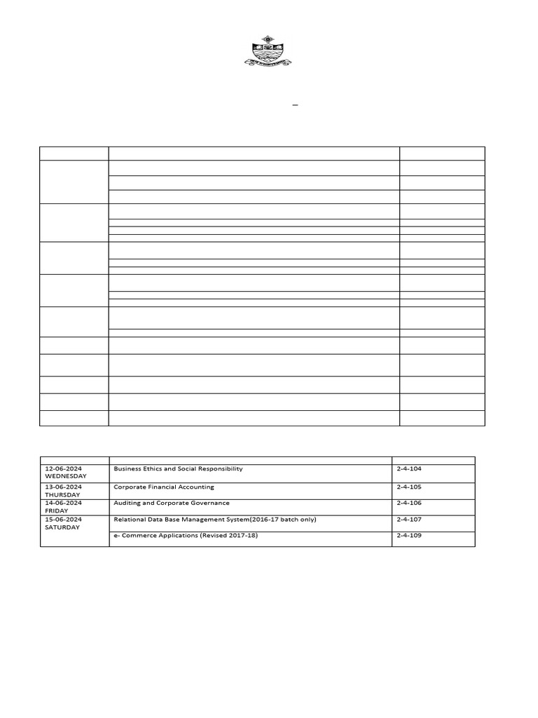 II & IV Semester Time-Table June-2024 | PDF | Taxes | Technology ...