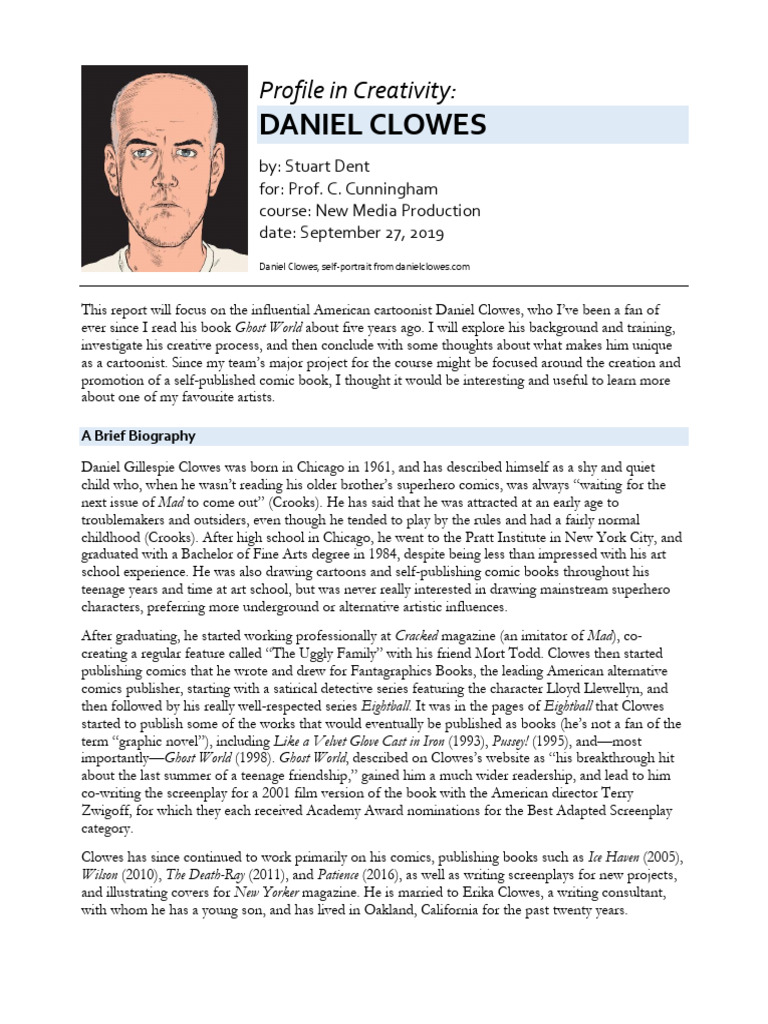 Profile in Creativity Sample Clowes | PDF