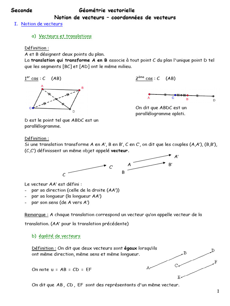 Cours Geometrie Vectorielle | PDF