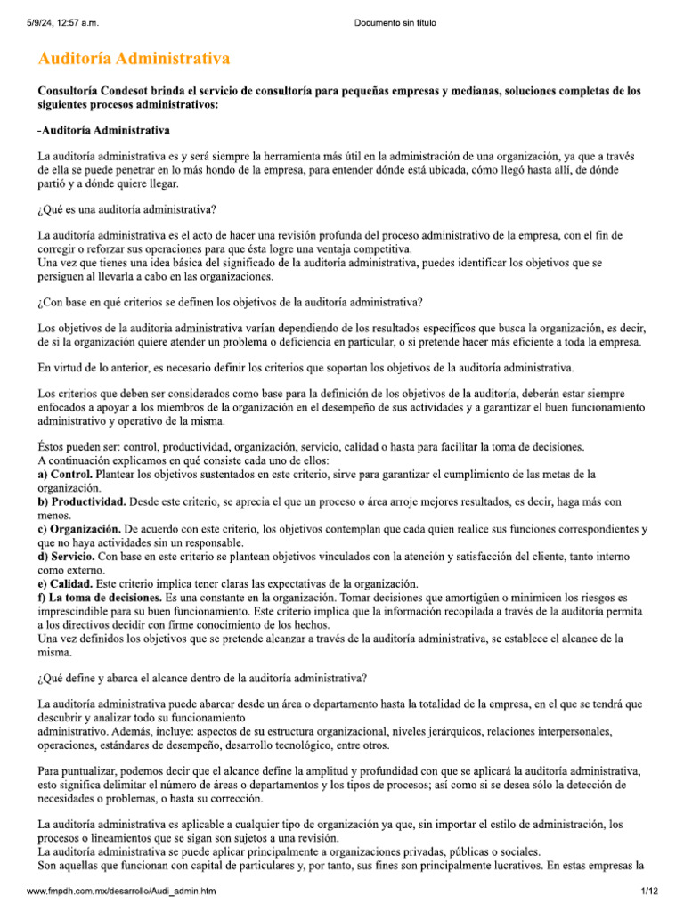Auditoria Administrativa | PDF