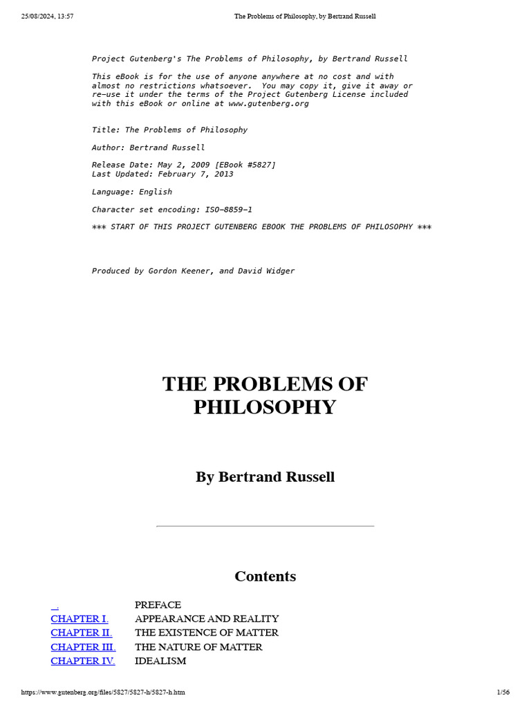 The Problems Of Philosophy By Bertrand Russell Pdf