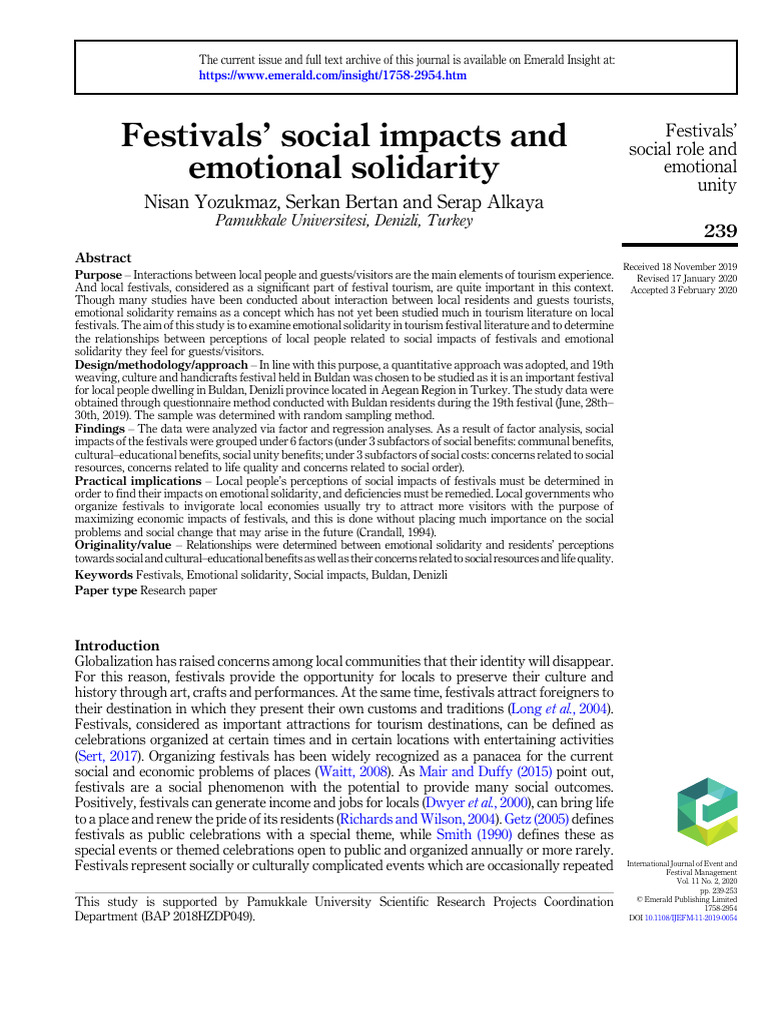Emotional Solidarity in Local Festivals | PDF | Attitude (Psychology ...