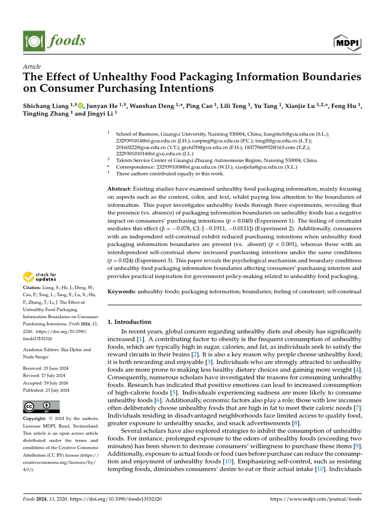The Effect of Unhealthy Food Packaging Information Boundaries On ...
