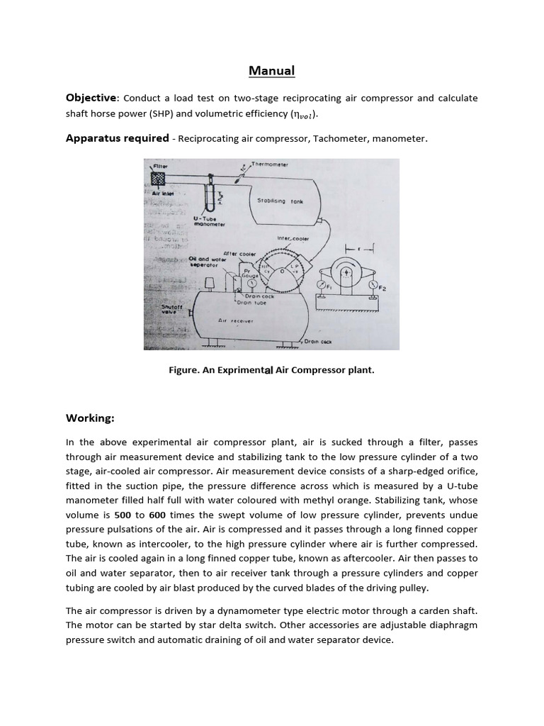 Exp Reciprocating Air Compressor | PDF | Pressure Measurement | Horsepower