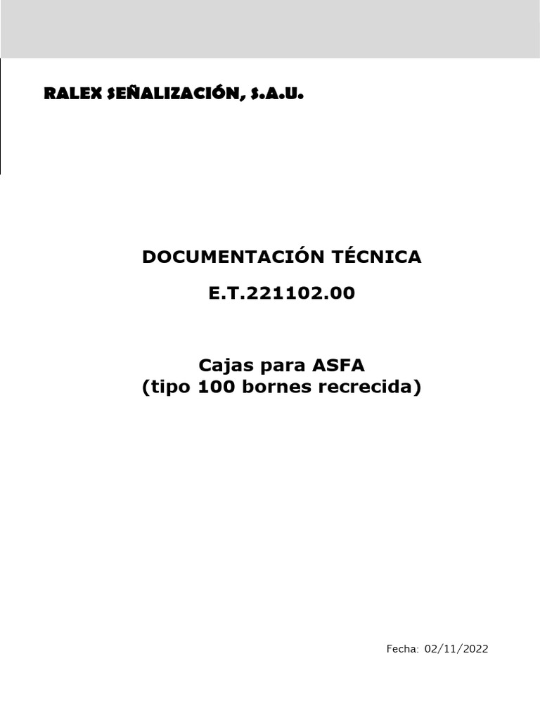 E.T.221102.00ed.00 - Cajas para ASFA (Tipo 100 Bornes Recrecida) | PDF