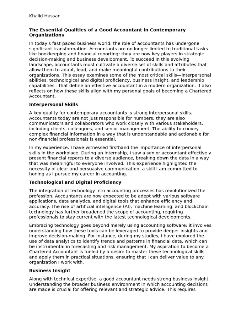 The Essential Qualities of A Good Accountant in Contemporary ...