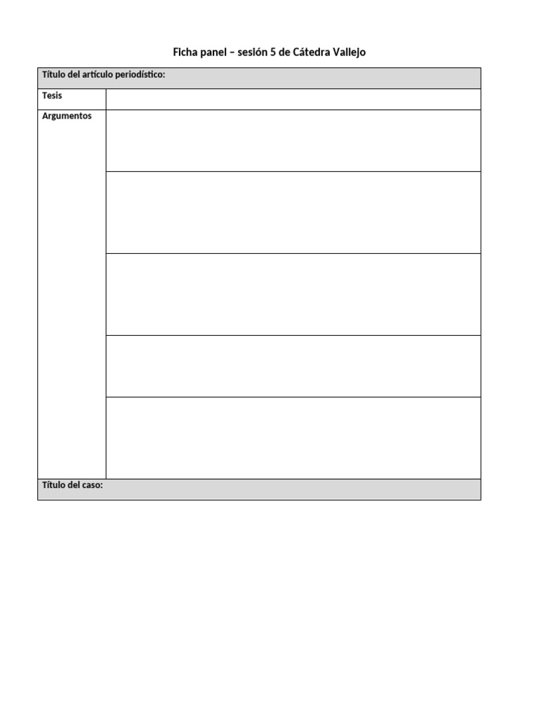 Formato de Ficha Panel | PDF