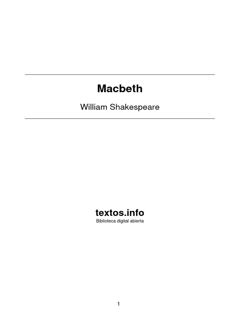William Shakespeare Macbeth | PDF