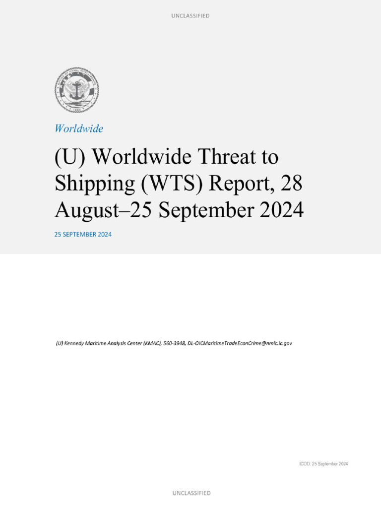 U.S. Navy Office of Naval Intelligence Worldwide Threat To Shipping ...
