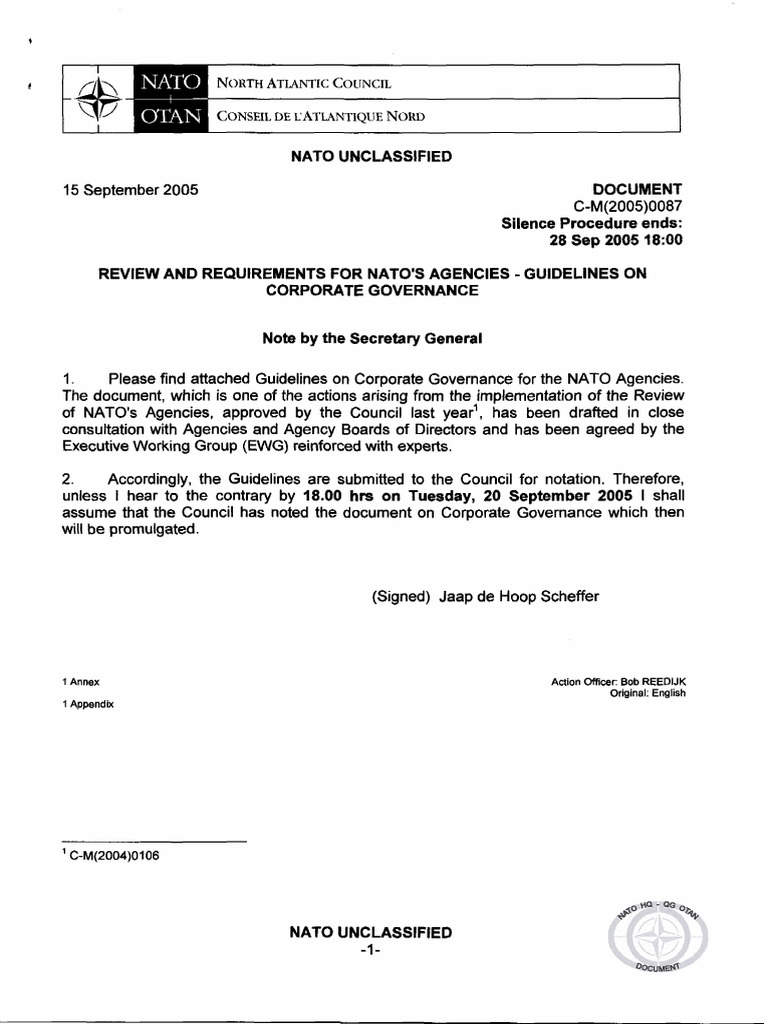 NATO Guidelines On Corp Governance | PDF