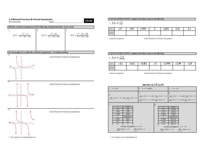 Vertical Asymptotes in Rational Functions | PDF | Asymptote | Discrete ...