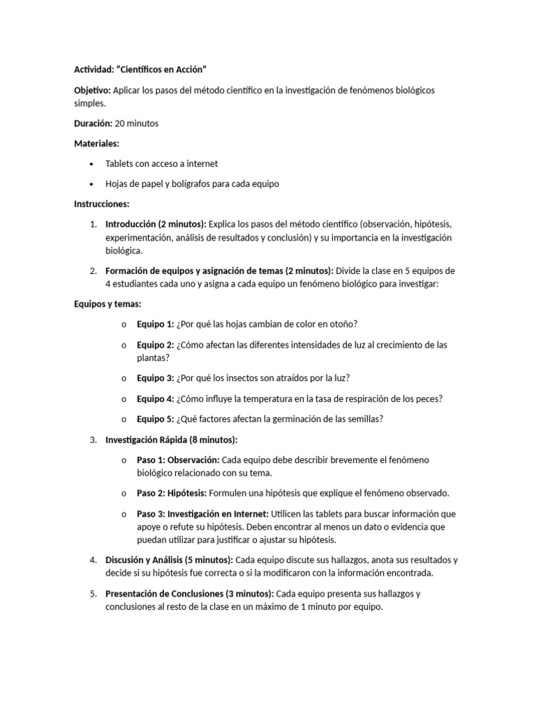 Actividad Método Cientifico | PDF