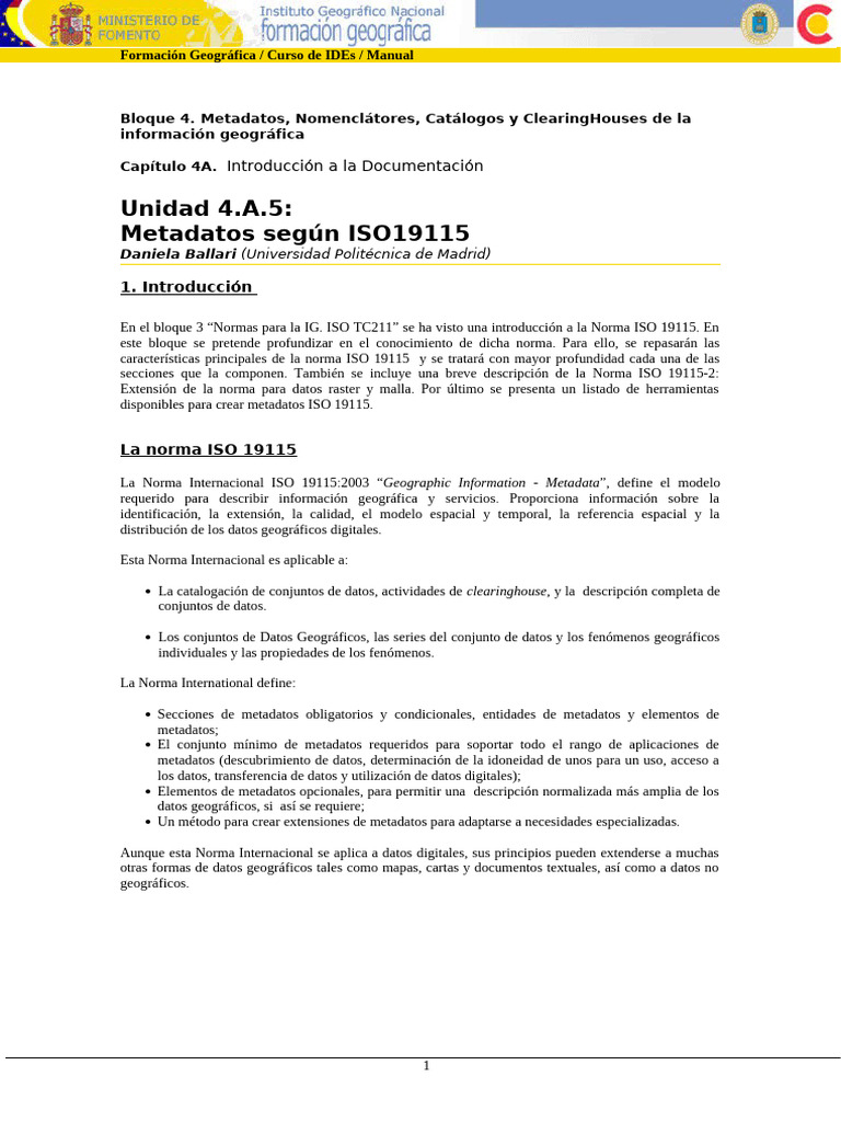 Metadatos Segn Iso19115 - Documento 4 A 5 | PDF
