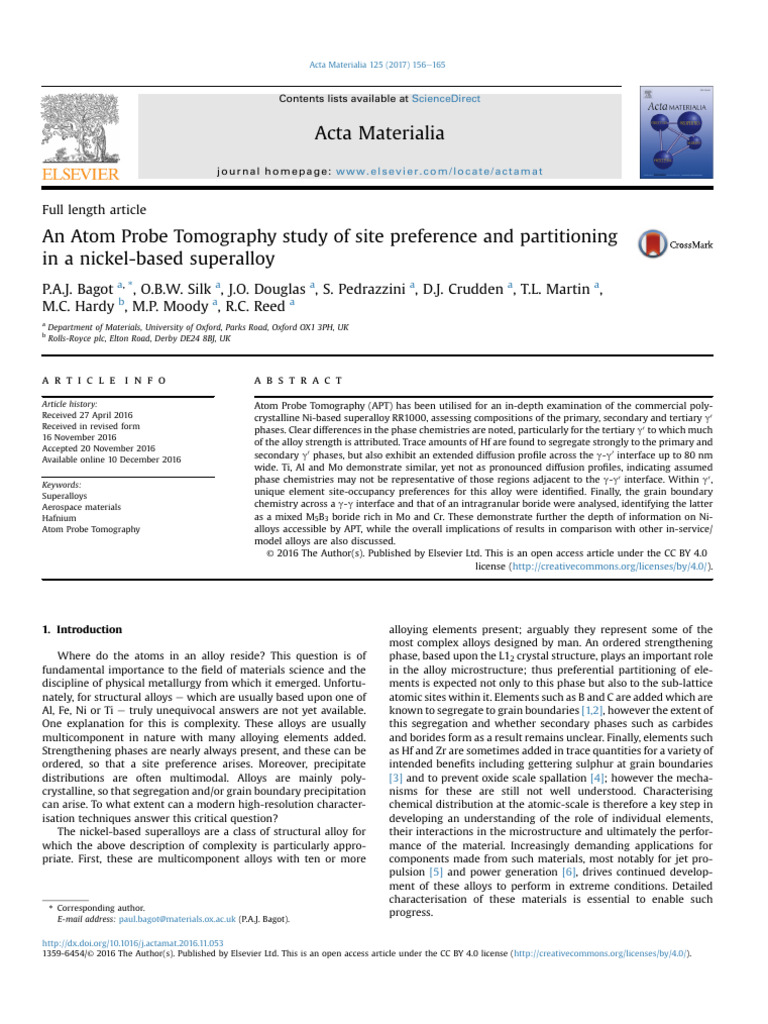 An Atom Probe Tomography Study of Site Preference and Partitioning | PDF