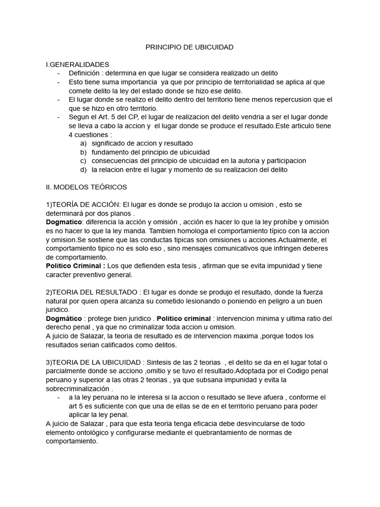 Principio de Ubicuidad en el Derecho Penal | PDF | Derecho penal | Política
