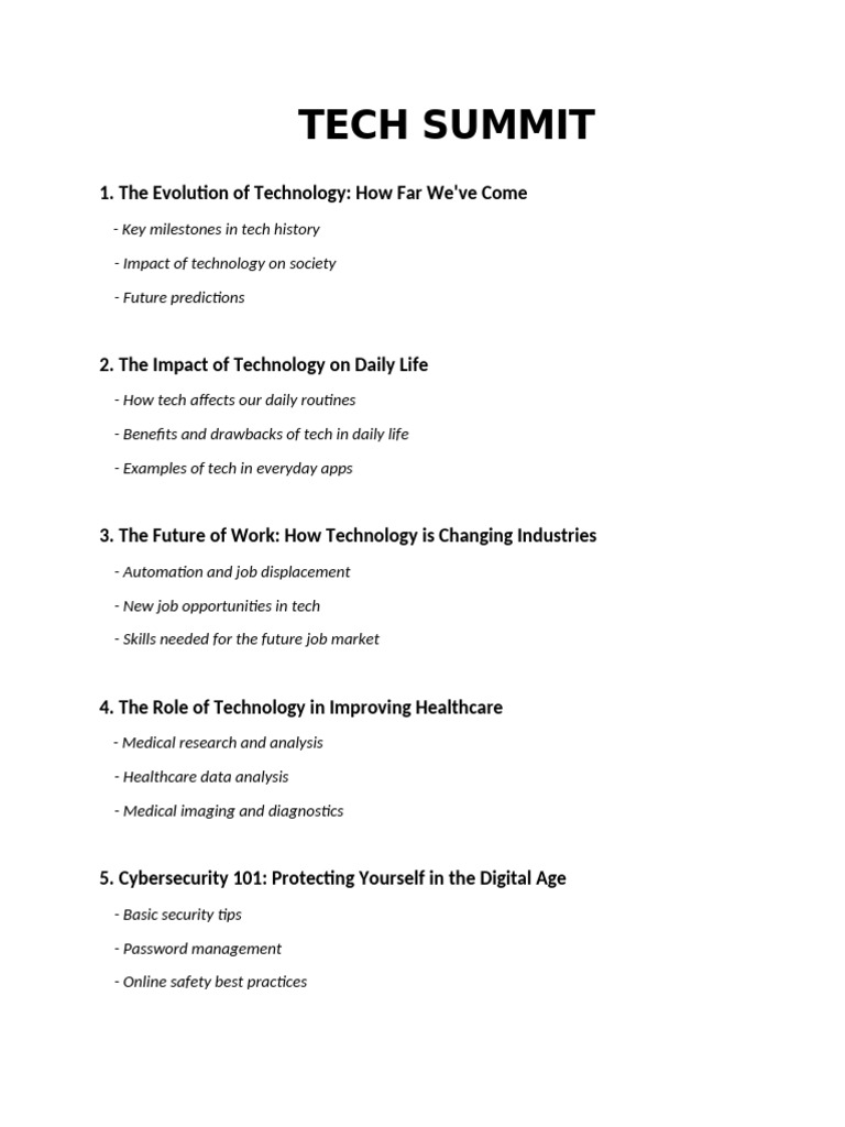 Tech Summit Topic | PDF