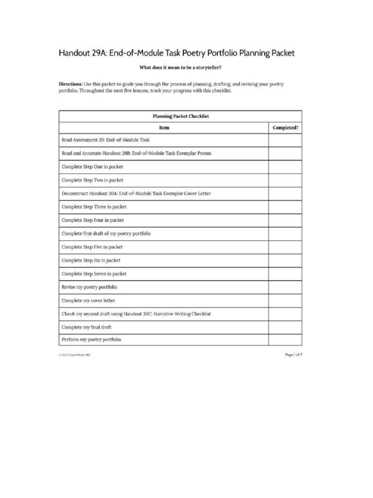 Planning Packet For EOM | PDF