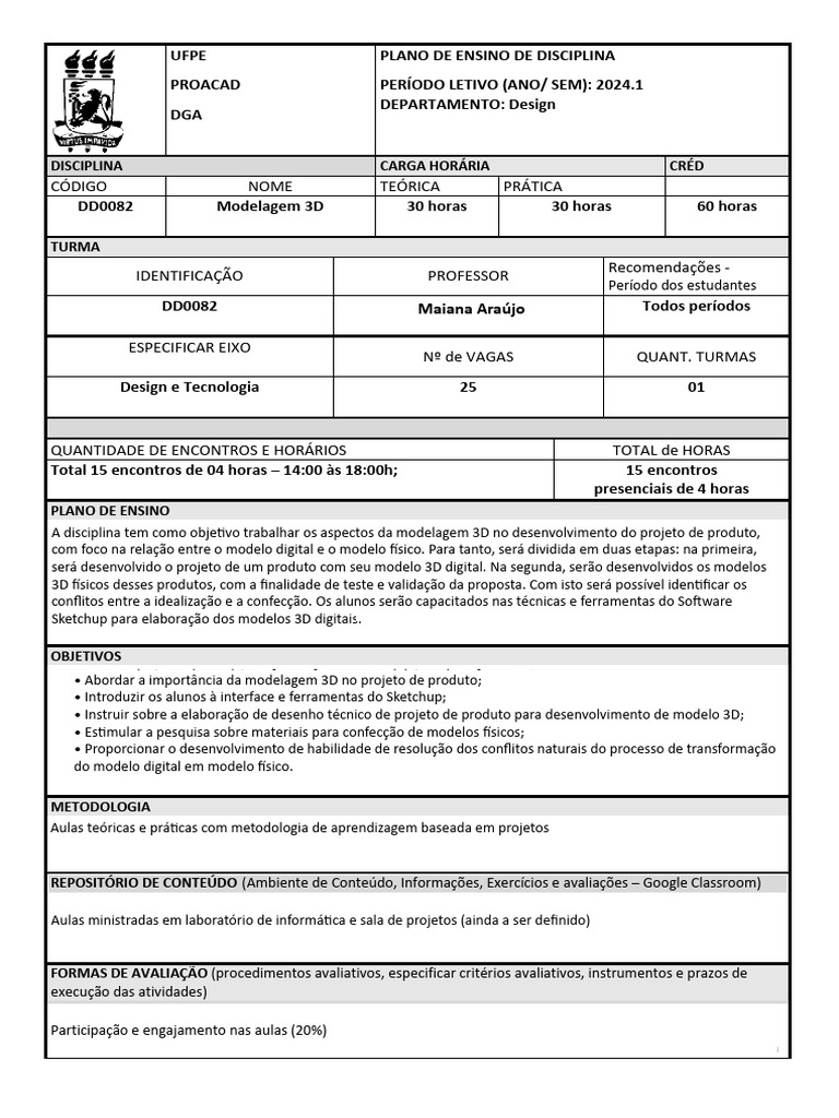 Dd0082 design e tecnologia m modelagem 3d profa maiana araujo pdf