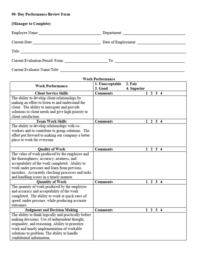 90 Day Review Template | PDF