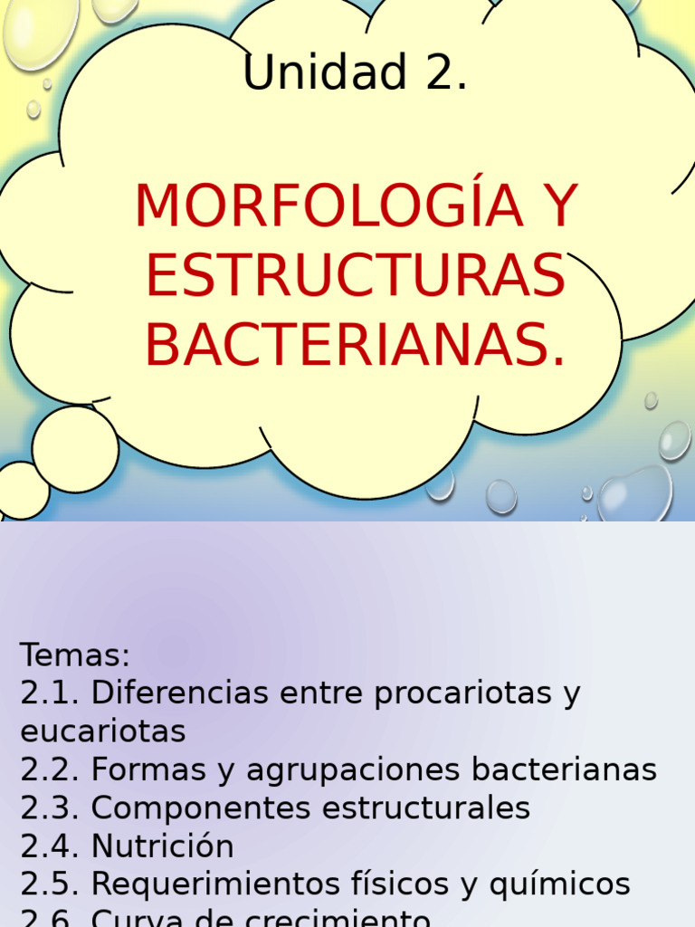 Unidad 2. Morfología y Estructuras Bacterianas | PDF