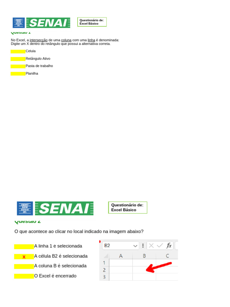 00 Questionario Excel Basico Pdf