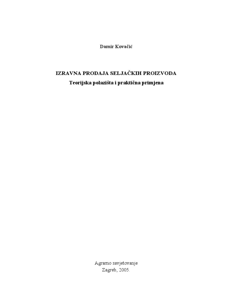 Izravna Prodaja Seljačkih Proizvoda | PDF