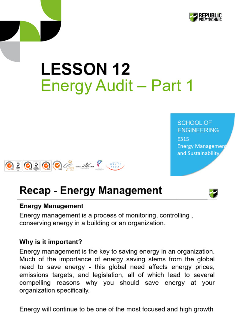 Lesson 12: Energy Audit - Part 1 | PDF