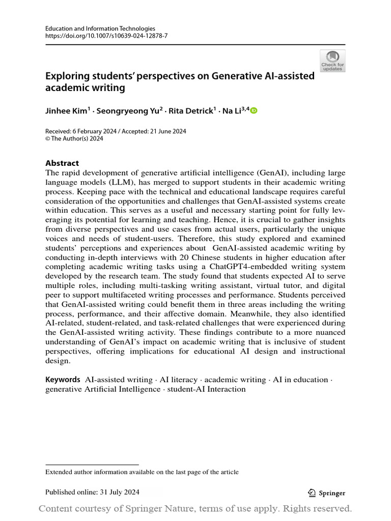 Exploring Students Perspectives On Generative AI | PDF