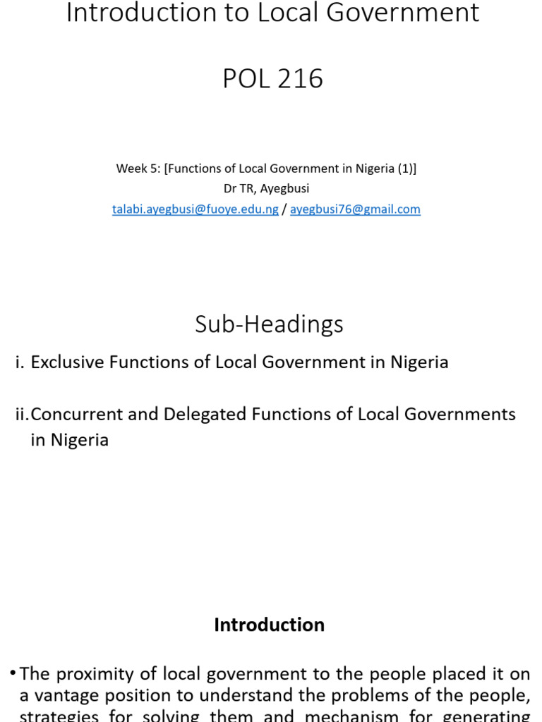 Functions of Local Government in Nigeria (2) ) | PDF