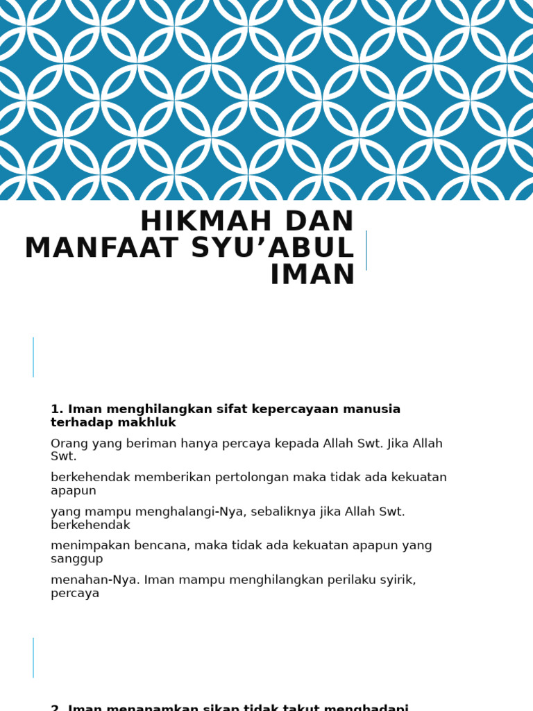 Hikmah Dan Manfaat Syu’Abul Iman | PDF