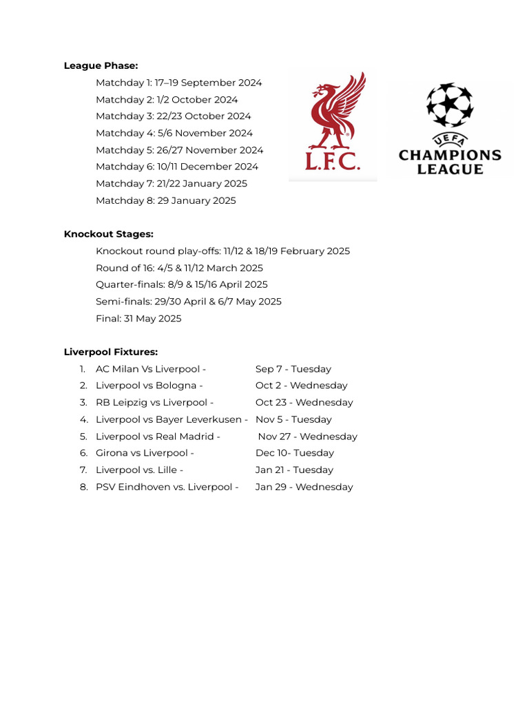 Champions League 2024-25 | PDF