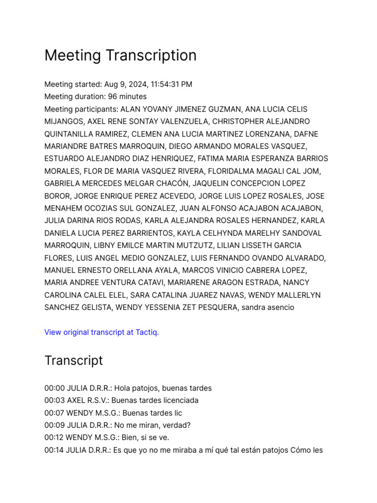 Meeting Transcription | PDF