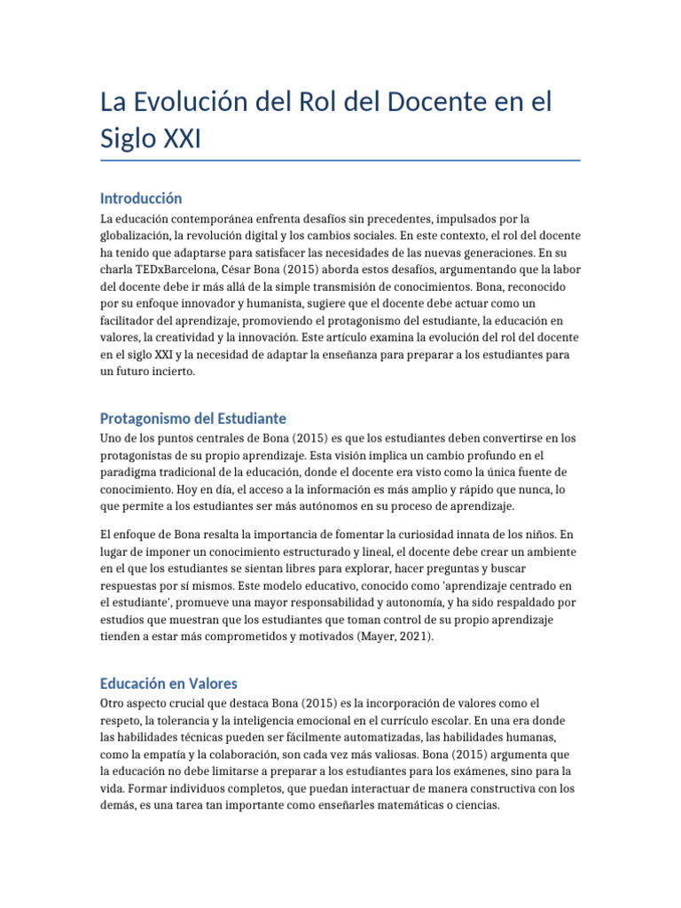 La Evolucion Del Rol Del Docente en El Siglo XXI | PDF | Maestros ...