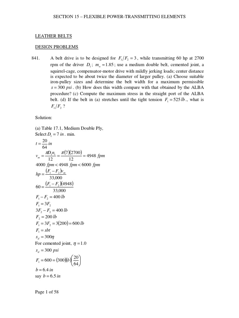 MHC F247: Belt Drive Design Analysis | PDF | Belt (Mechanical ...