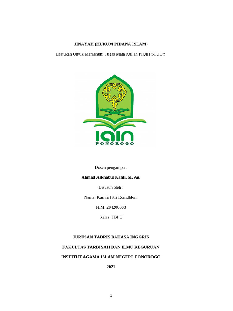 Memahami Jinayah dalam Hukum Pidana Islam | PDF | Politik | Ilmu Sosial