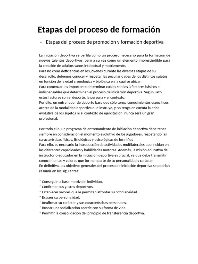 Etapas Del Proceso de Formación | PDF