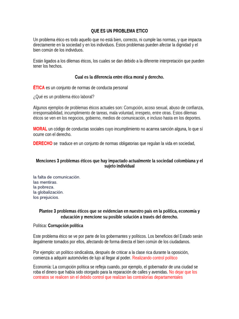 Que Es Un Problema Etico | PDF