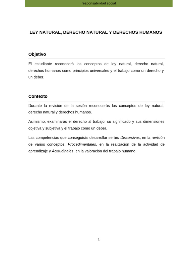 Ley natural, derecho natural y derechos humanos. | PDF